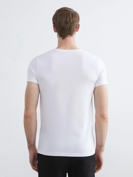 LC WAIKIKI Beyaz Slim Fit İnce Basic Tişört - Resim 4