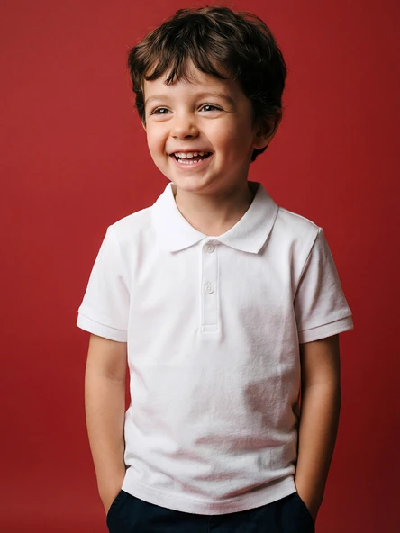 LCW Kids Beyaz Polo Yaka Erkek Çocuk Tişört ürün görseli 1