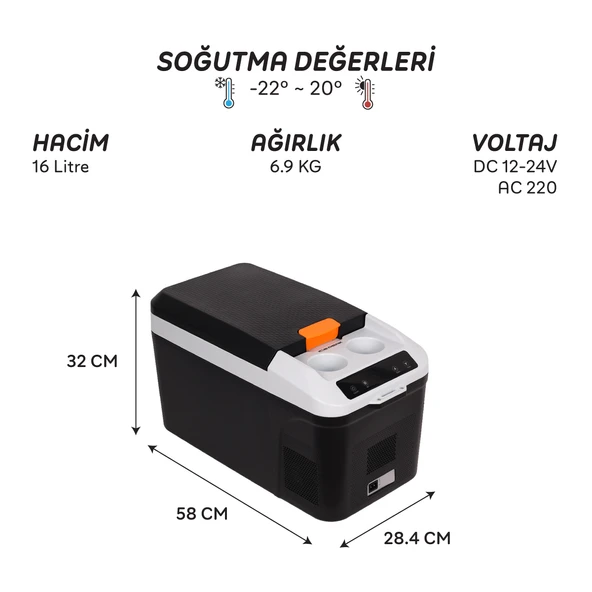 IcePeak Rega Kompresörlü Buzdolabı 16 Litre - Resim 8