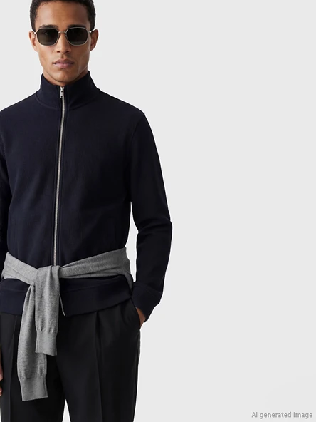 LCW Vision Lacivert Dik Yaka Erkek Fermuarlı Sweatshirt ürün görseli 1