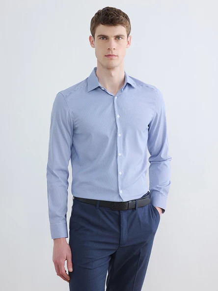 LCW BUSINESS Lacivert Slim Fit Çizgili Erkek Gömlek ürün görseli 1