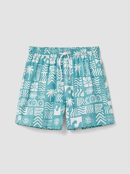 LCW SWIMWEAR Turkuaz Kısa Boy Desenli Erkek Deniz Şortu ürün görseli 1