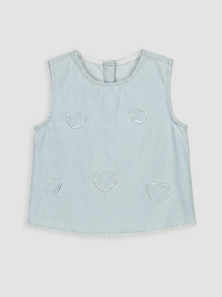 LCW Kids İndigo Aplike Detaylı Kız Çocuk Jean Bluz ürün görseli 1