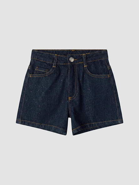 LCW Kids İndigo Taşlı Kız Çocuk Jean Şort ürün görseli 1