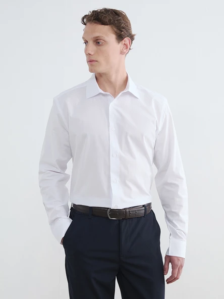 LCW Vision Beyaz Slim Fit Erkek Basic Gömlek ürün görseli 1