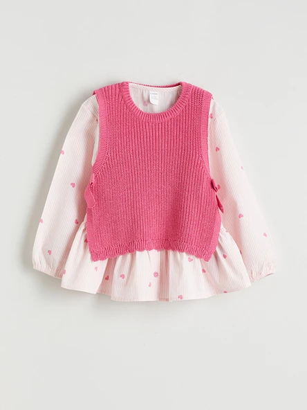 LCW Kids Pembe Baskılı Poplin Kız Çocuk Gömlek ve Süveter ürün görseli 1