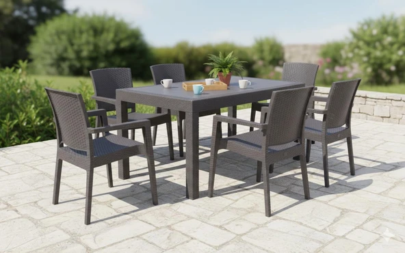 Norino Mandella Show Rattan 90 x 150 masa takımı ürün görseli 1
