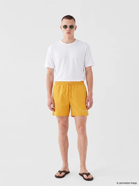 LCW SWIMWEAR Sarı Kısa Boy Baskılı Erkek Deniz Şortu ürün görseli 1