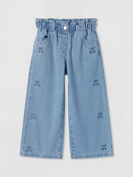 LCW baby Mavi Kız Bebek Nakışlı Jean Pantolon ürün görseli 1