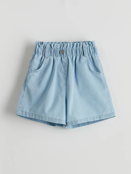LCW ECO İndigo Beli Lastikli Kız Çocuk Jean Şort ürün görseli 1