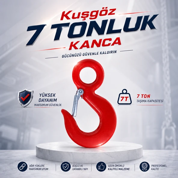 7 Ton Kuşgöz Kanca Çelik Yük Kaldırma Kancası Vinç Halat Zincir Bağlantı Kancası Ağır Hizmet ürün görseli 1