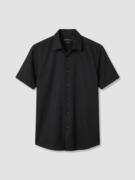 LCW BUSINESS Siyah Slim Fit Erkek Dokulu Gömlek ürün görseli 1