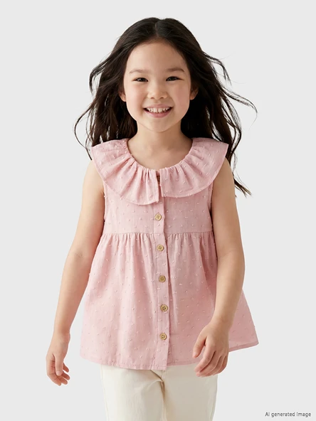 LCW Kids Pembe Bebe Yaka Kız Çocuk Gömlek ürün görseli 1