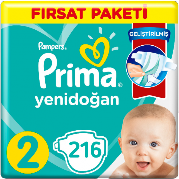 Prima Bebek Bezi 2 Beden Yenidoğan Fırsat Paketi (3*72) 216 Adet ürün görseli 1