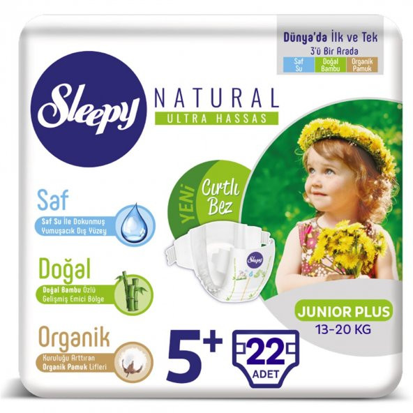 Sleepy Natural Bebek Bezi 5+ Numara 13-20 kg 22 Adet ürün görseli 1