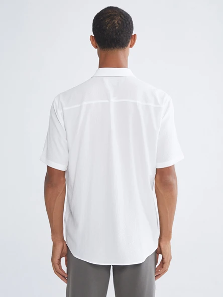 LCW Vision Beyaz Regular Fit Kısa Kollu Erkek Basic Gömlek - Resim 7