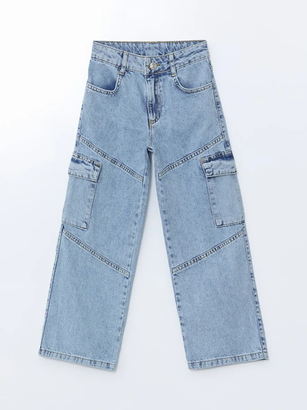 LCW Kids Mavi Wideleg Kız Çocuk Jean Pantolon ürün görseli 1