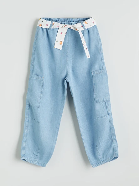 LCW Kids Mavi Beli Lastikli Kız Çocuk Balon Jean Pantolon ürün görseli 1