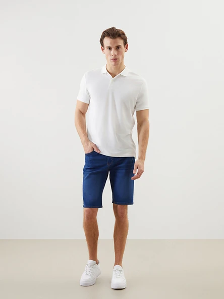 LCW ECO İndigo Süper Skinny Fit Erkek Jean Şort ürün görseli 1