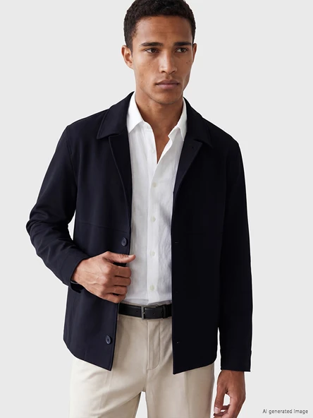 LCW Vision Lacivert Regular Fit Gömlek Yaka Erkek Ceket ürün görseli 1