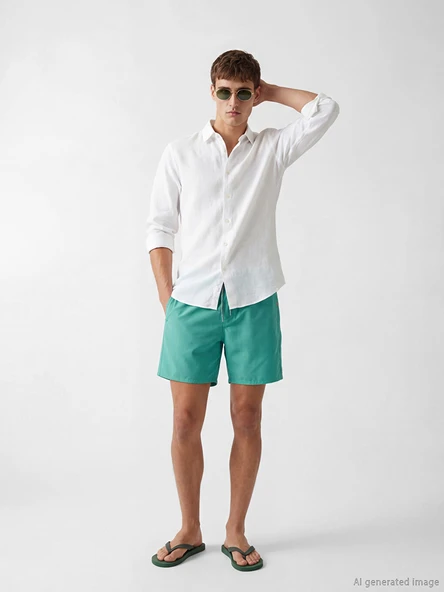LCW SWIMWEAR Turkuaz Kısa Boy Erkek Deniz Şortu ürün görseli 1