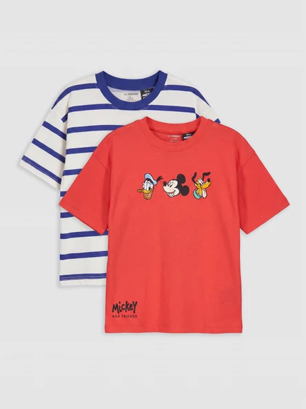 LCW Kids Kırmızı Mickey Mouse Baskılı Erkek Çocuk Tişört 2'li ürün görseli 1