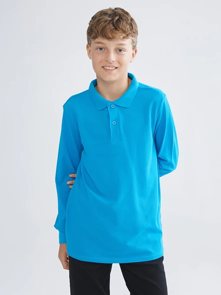 LCW Kids Turkuaz Polo Yaka Erkek Çocuk Tişört ürün görseli 1