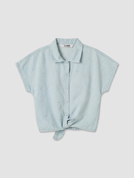 LCW Kids İndigo Taşlı Kız Çocuk Jean Gömlek ürün görseli 1