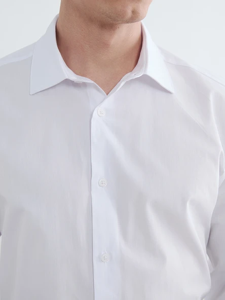 LCW Vision Beyaz Slim Fit Erkek Basic Gömlek - Resim 3