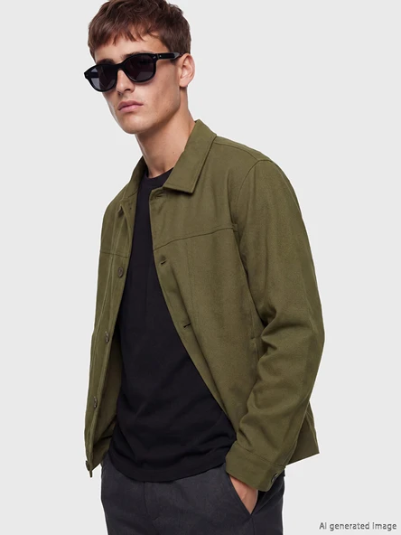 LCW Vision Yeşil Loose Fit Gömlek Yaka Erkek Ceket ürün görseli 1
