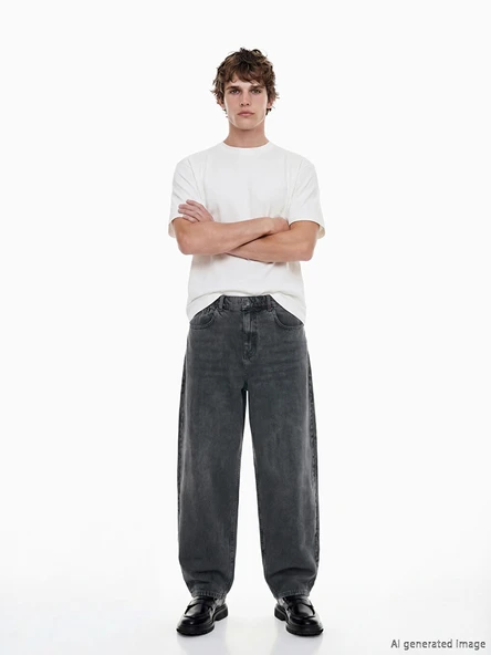 LCW Jeans Antrasit Süper Baggy Fit Erkek Jean Pantolon ürün görseli 1