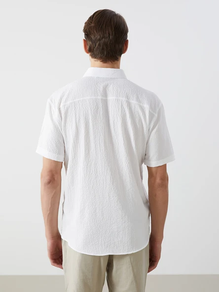 LCW Vision Beyaz Regular Fit Kısa Kollu Erkek Basic Gömlek - Resim 8