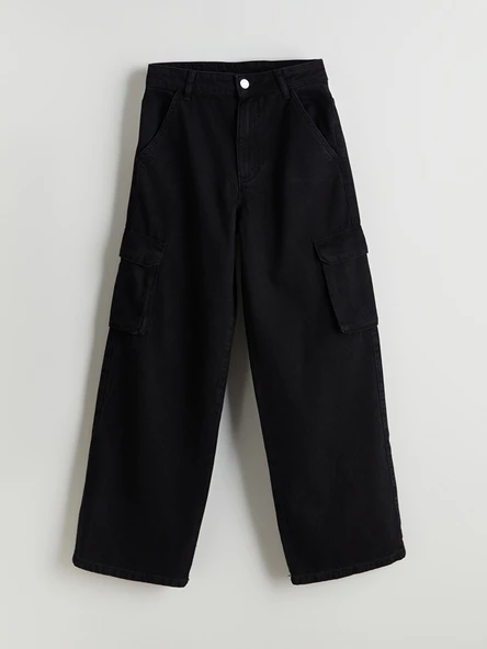LCW Kids Siyah Wideleg Kız Çocuk Jean Pantolon ürün görseli 1