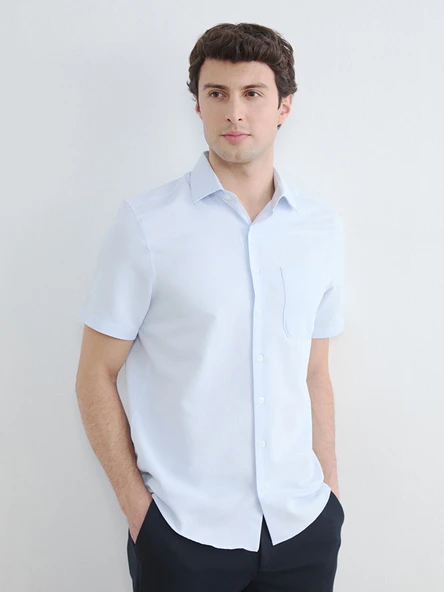 LCW BUSINESS Mavi Regular Fit Desenli Erkek Gömlek ürün görseli 1