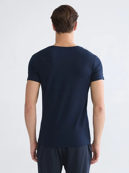 LC WAIKIKI Lacivert Slim Fit İnce Basic Tişört - Resim 4