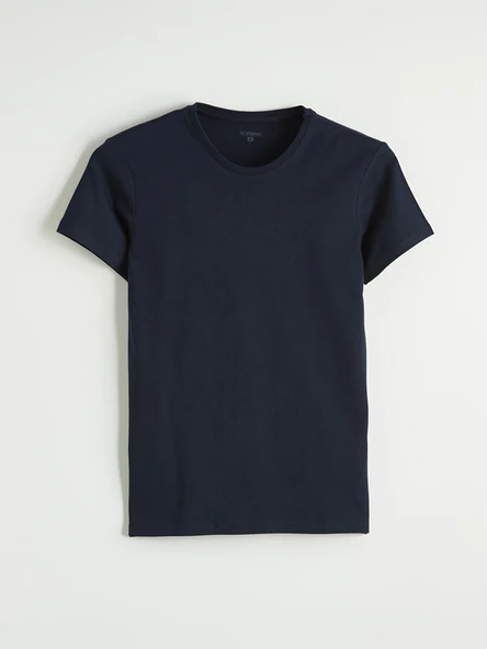 LC WAIKIKI Lacivert Slim Fit İnce Basic Tişört - Resim 5