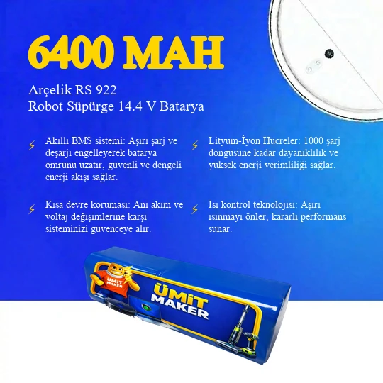 Arçelik RS 922 Robot Süpürge 6400 mAh Batarya - Resim 3