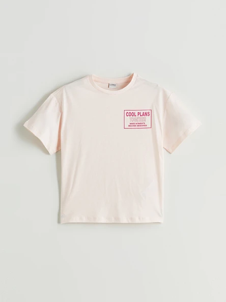 LCW Kids Pembe Bisiklet Yaka Kız Çocuk Tişört ürün görseli 1