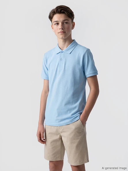 LCW Kids Mavi Polo Yaka Erkek Çocuk Pike Tişört ürün görseli 1