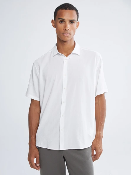 LCW Vision Beyaz Regular Fit Kısa Kollu Erkek Basic Gömlek - Resim 2