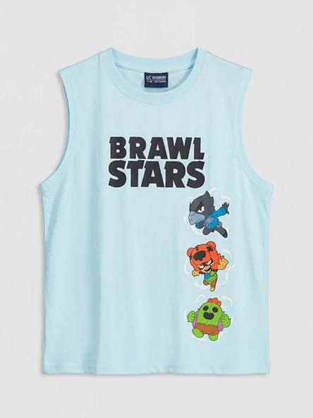 LCW Kids Mavi Bisiklet Yaka Brawl Stars Baskılı Erkek Çocuk Atlet ürün görseli 1