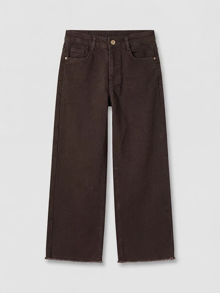 LCW Kids Kahverengi Wideleg Kız Çocuk Jean Pantolon ürün görseli 1