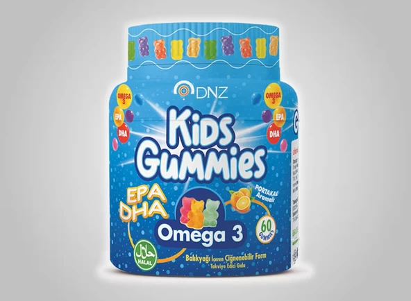 Dnz Kids Portakal Aromalı Omega 3 60 Gummies ürün görseli 1