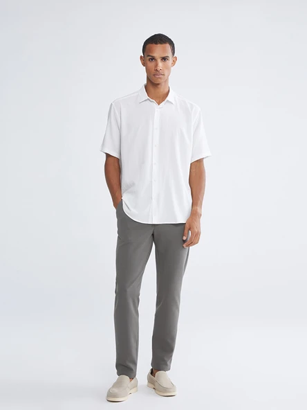LCW Vision Beyaz Regular Fit Kısa Kollu Erkek Basic Gömlek - Resim 3