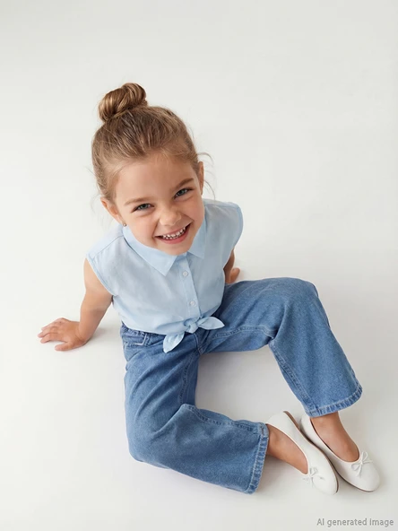LCW Kids İndigo Regular Fit Kız Çocuk Jean Pantolon ürün görseli 1