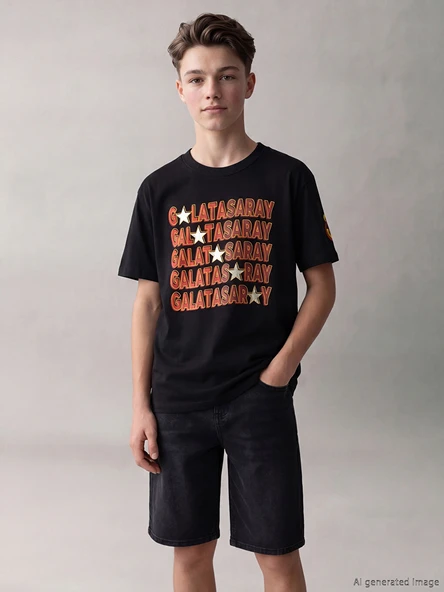 LCW Kids Siyah Galatasaray Baskılı Erkek Çocuk Tişört ürün görseli 1