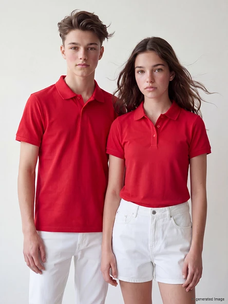 LCW Kids Kırmızı Polo Yaka Unisex Çocuk Pike Tişört ürün görseli 1