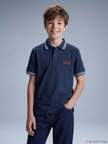 LCW Kids Lacivert Polo Yaka Erkek Çocuk Tişört ürün görseli 1