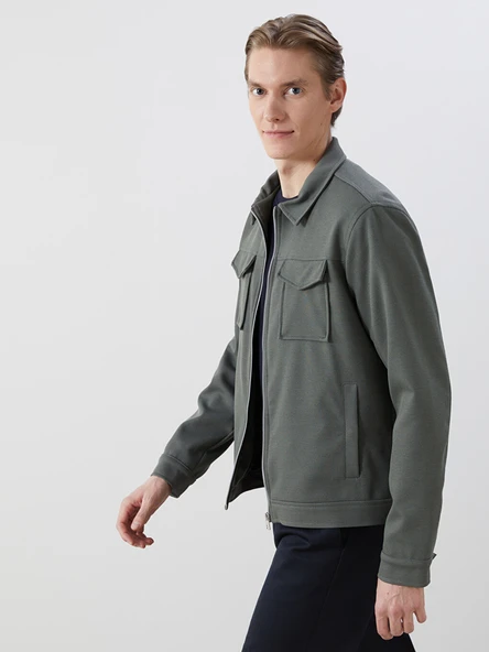 LCW Vision Yeşil Slim Fit Gömlek Yaka Erkek Ceket ürün görseli 1