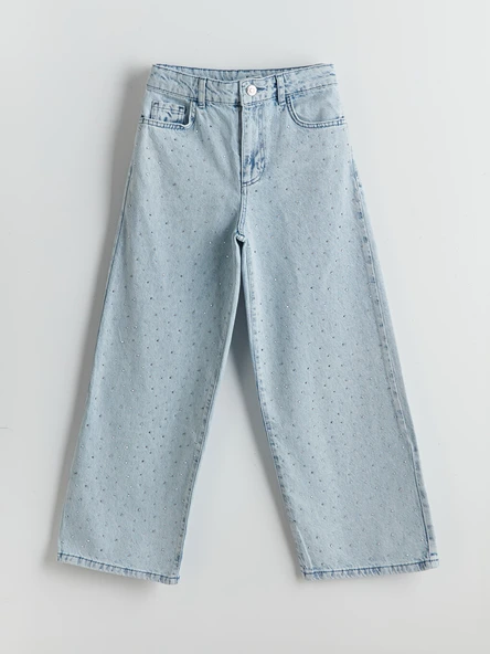 LCW Kids Mavi Wideleg Kız Çocuk Jean Pantolon ürün görseli 1